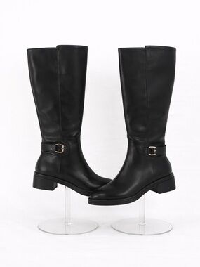 SHEIN Black Heeled Boots with Buckle